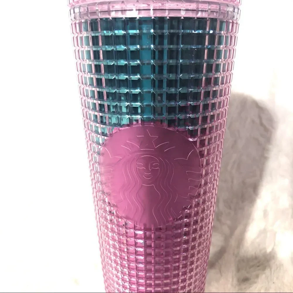 Starbucks 2021 Summer grid faceted jewel cold cup NEW NWT coffee tea straw lid